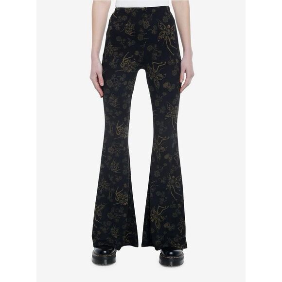 Dark FairyGoth Skeleton Flare Pants Hot Topic Stretch Pull On‎  NWT Size XL - Picture 1 of 9
